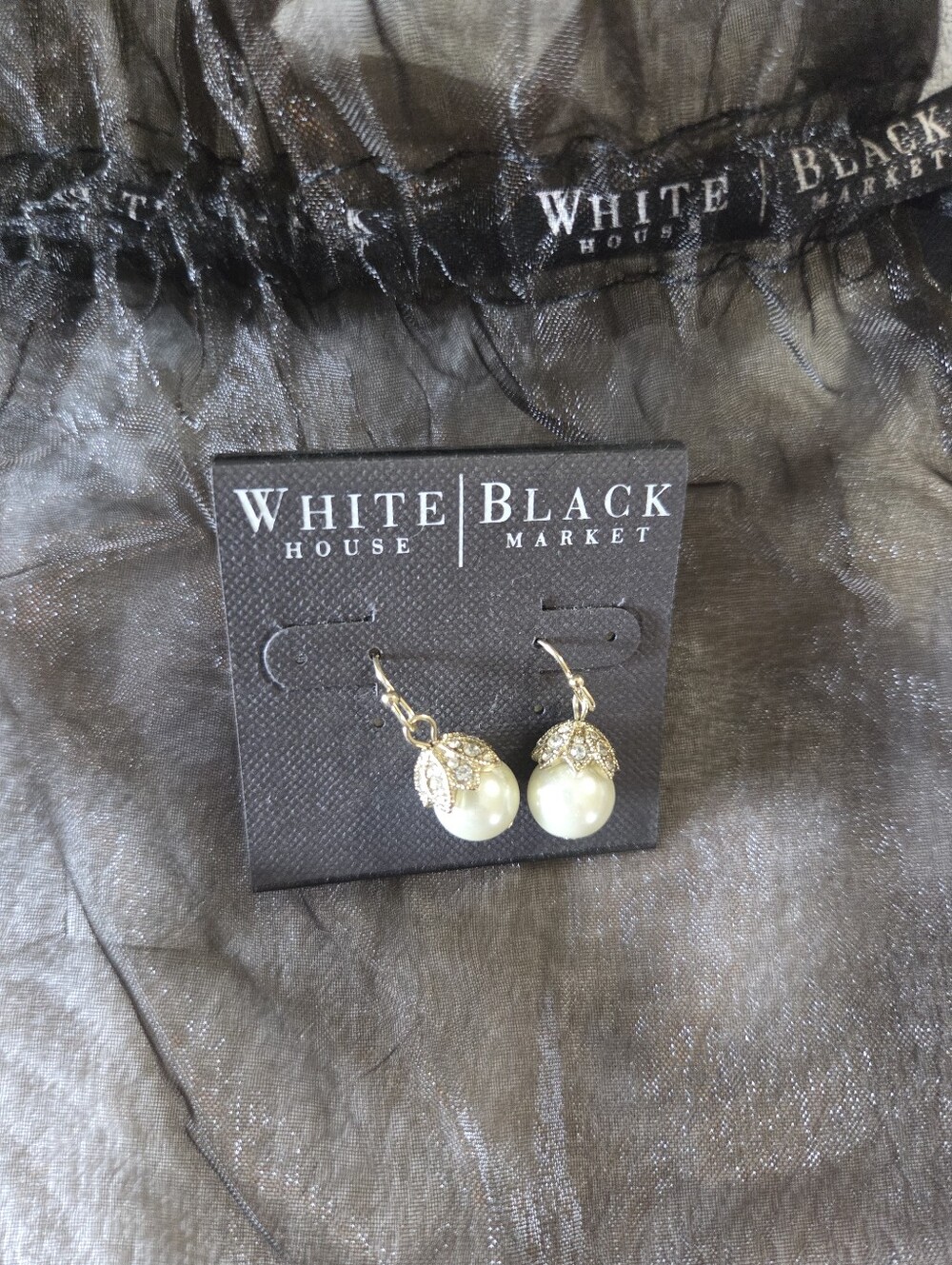 White House Black Market Gold-tone Earrings with Cream Pearls